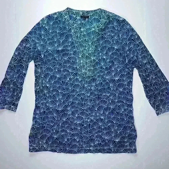 Talbots Tops - Talbots Floral 100% Cotton Blue Blouse Women’s Size Medium